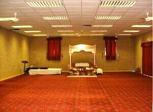 A frontal view of the Mata Sahib Kaur hall which is available for public use